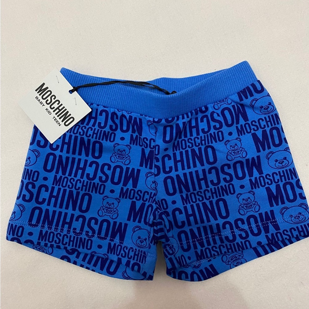 Moschino Kids Blue Logo Bear Shorts